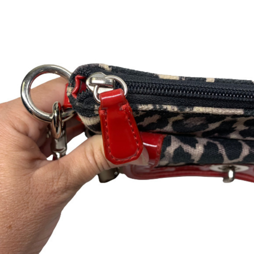 COACH Ocelot & Red Patent Leather Swingpack Crossbody Mini Purse - Picture 4 of 13